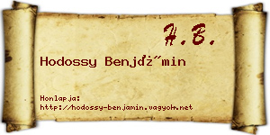 Hodossy Benjámin névjegykártya